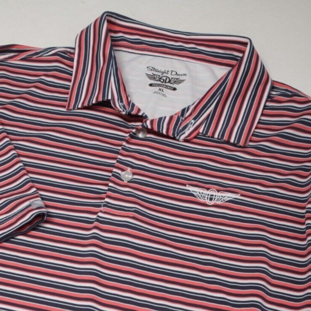 Straight Down Polo Shirt Men XL Multi Color Striped Performance Olympic Club